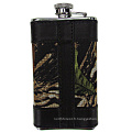 Tourbon 4oz camo 600D et cuir liqueur gravé fiole Portable en acier inoxydable vin Pot Flagon / stoup